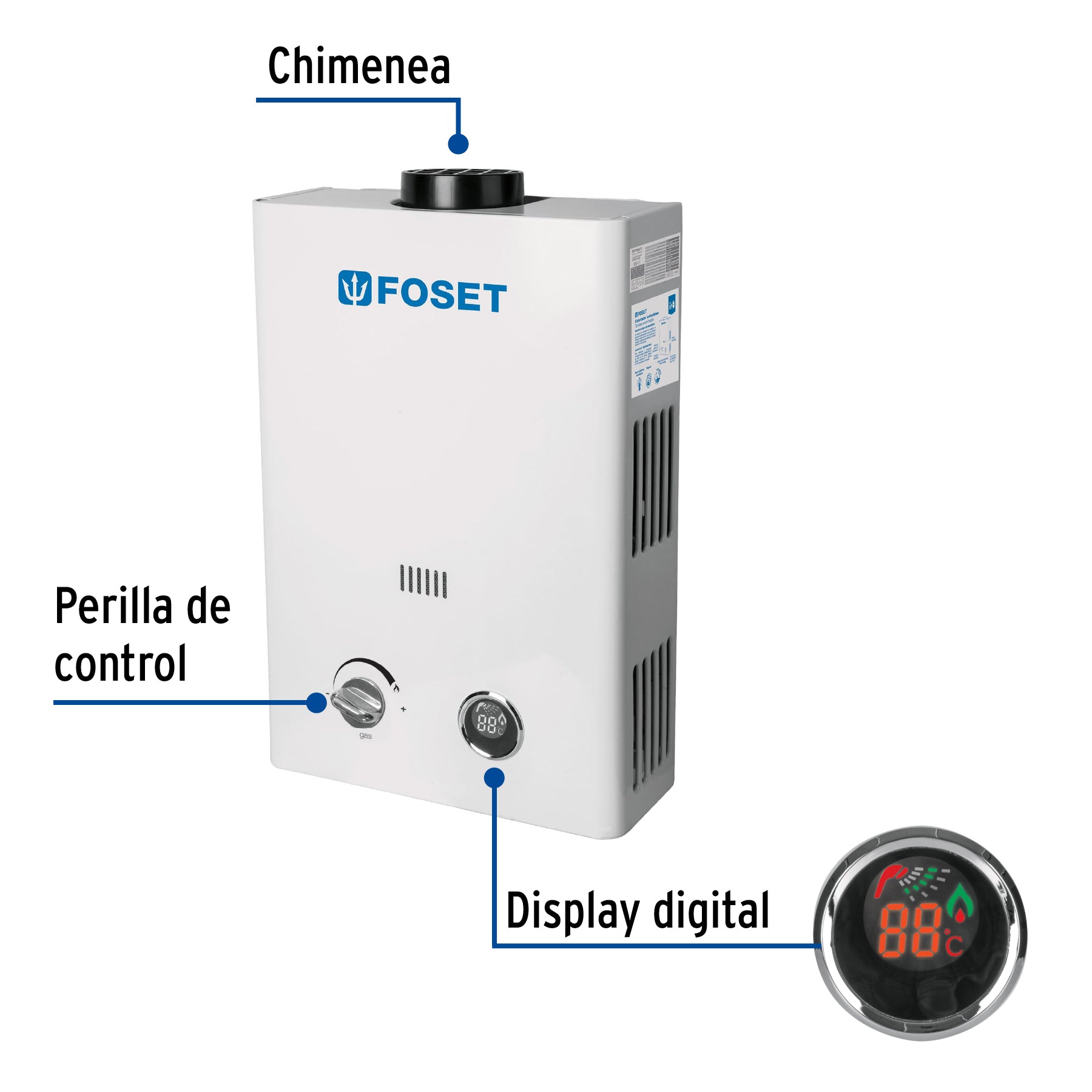 Calentador Instantaneo 6 Litros 1 Servicio Foset Gas LP