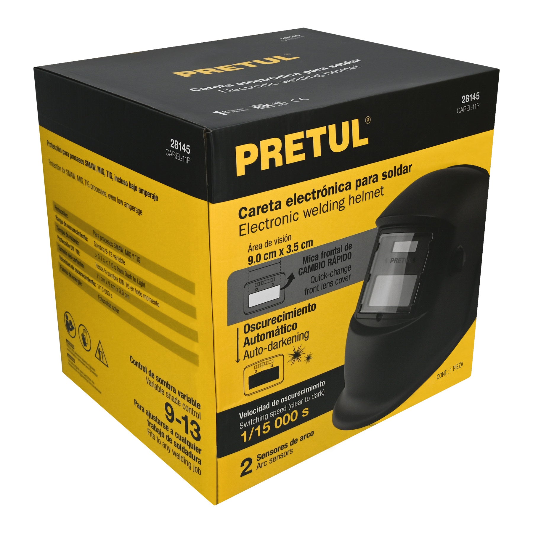 Careta para Soldar Electronica Sombra 9 a 13 Pretul