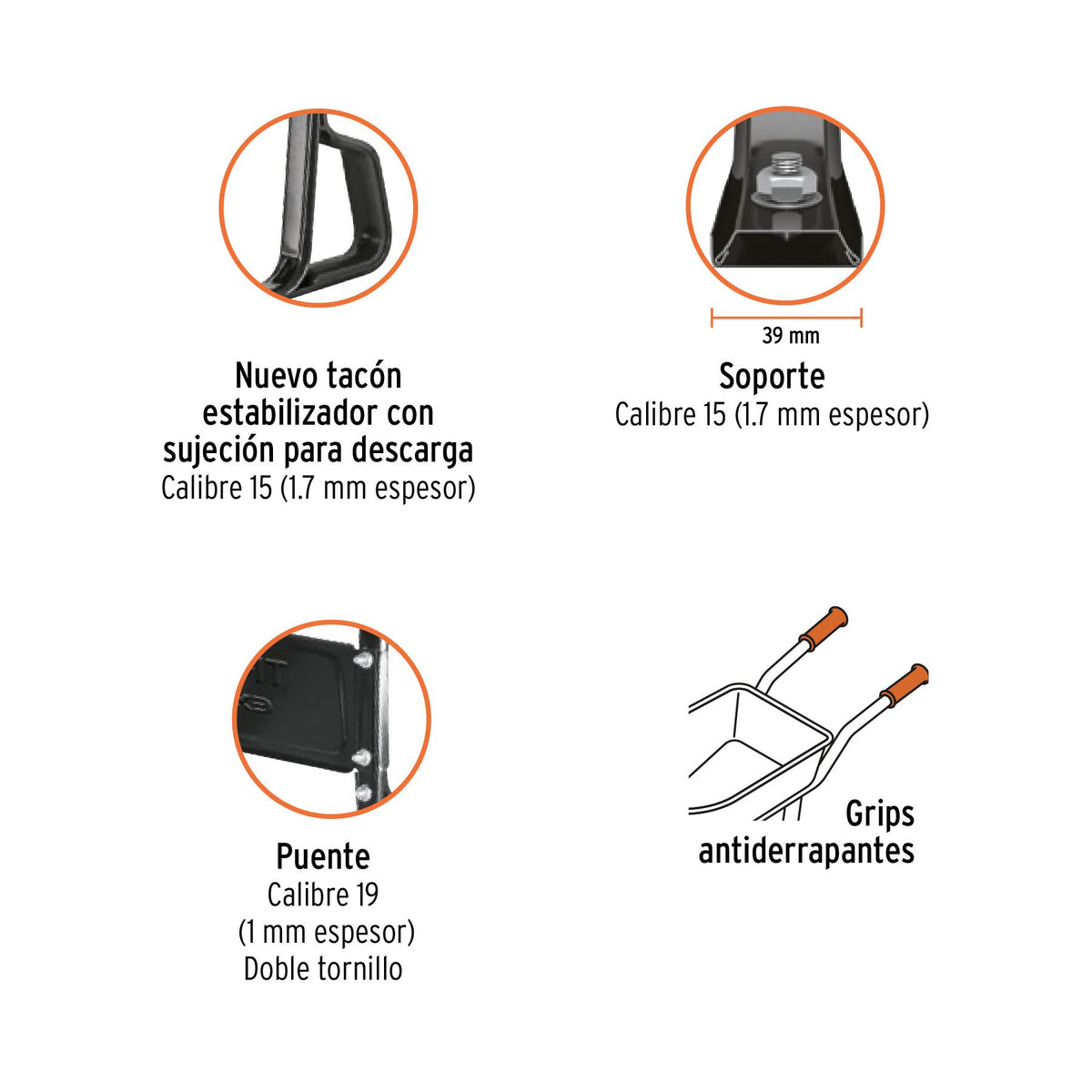 Carretilla TRUPER 65 Litros Naranja Llanta Reforzada