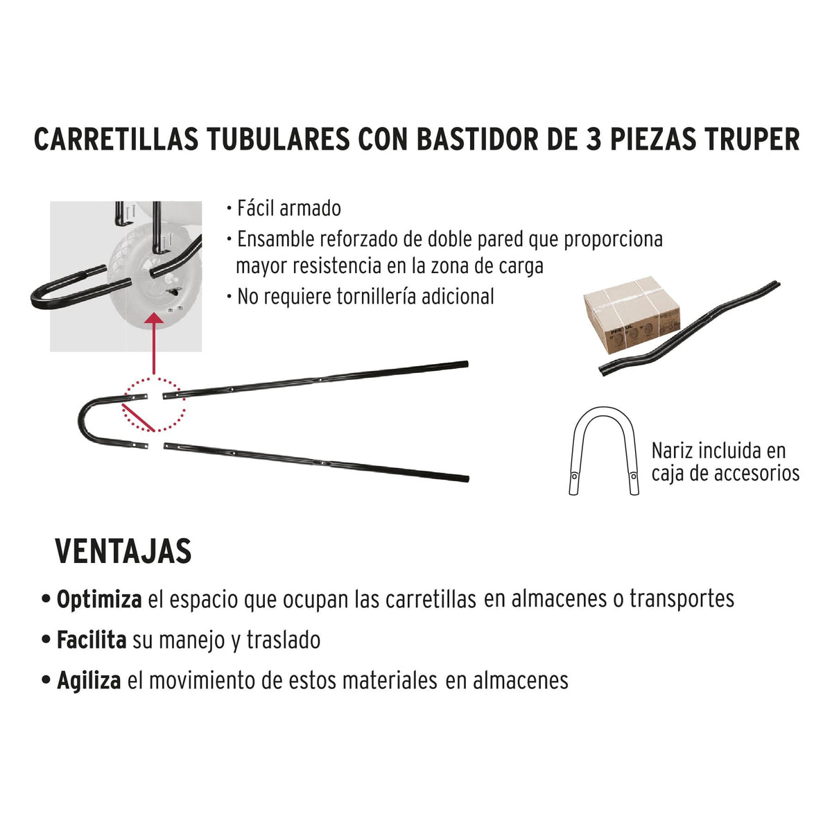 Carretilla TRUPER 65 Litros Naranja Llanta Reforzada