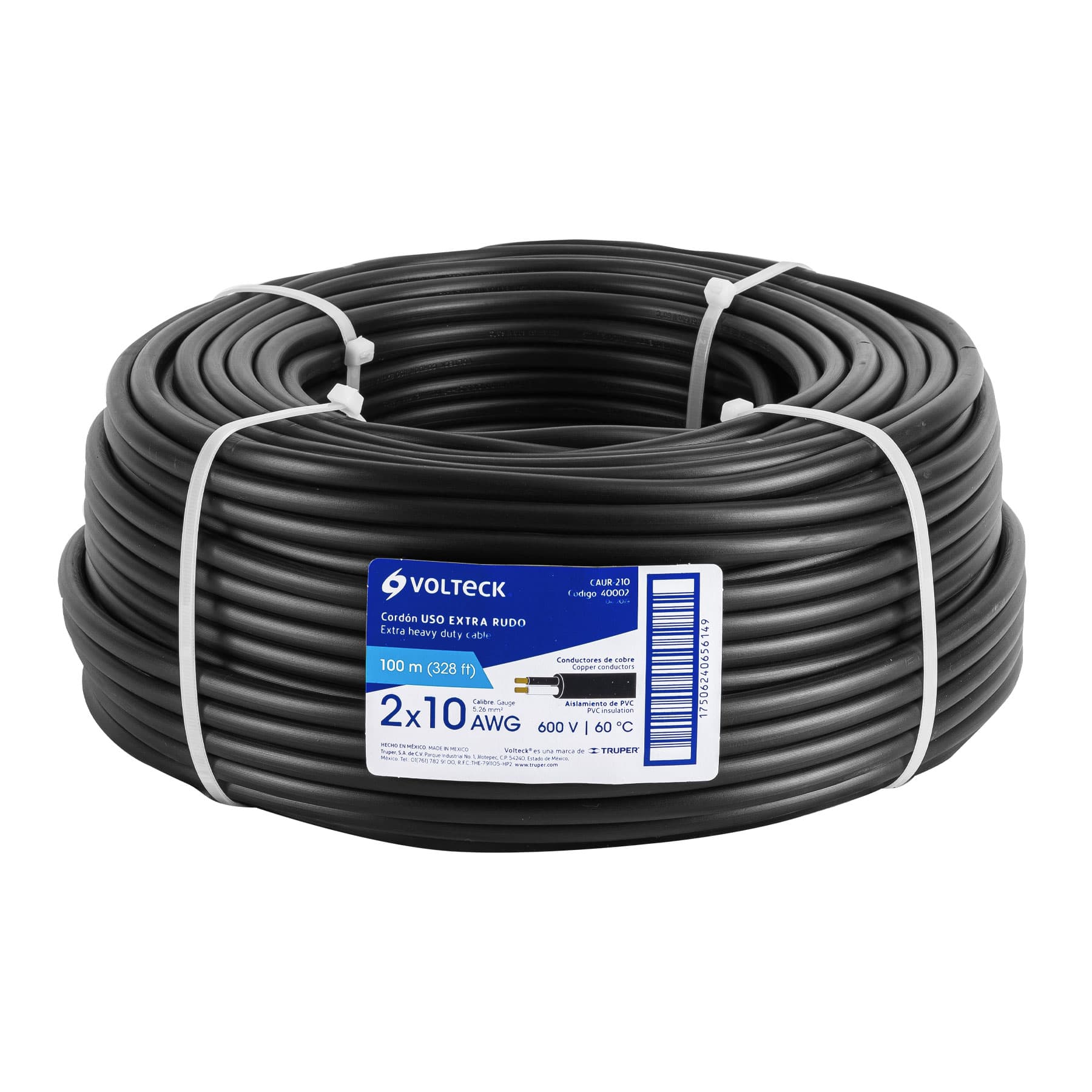 Cable Uso Extra Rudo 2 X 10 AWG Volteck Rollo 100 Metros