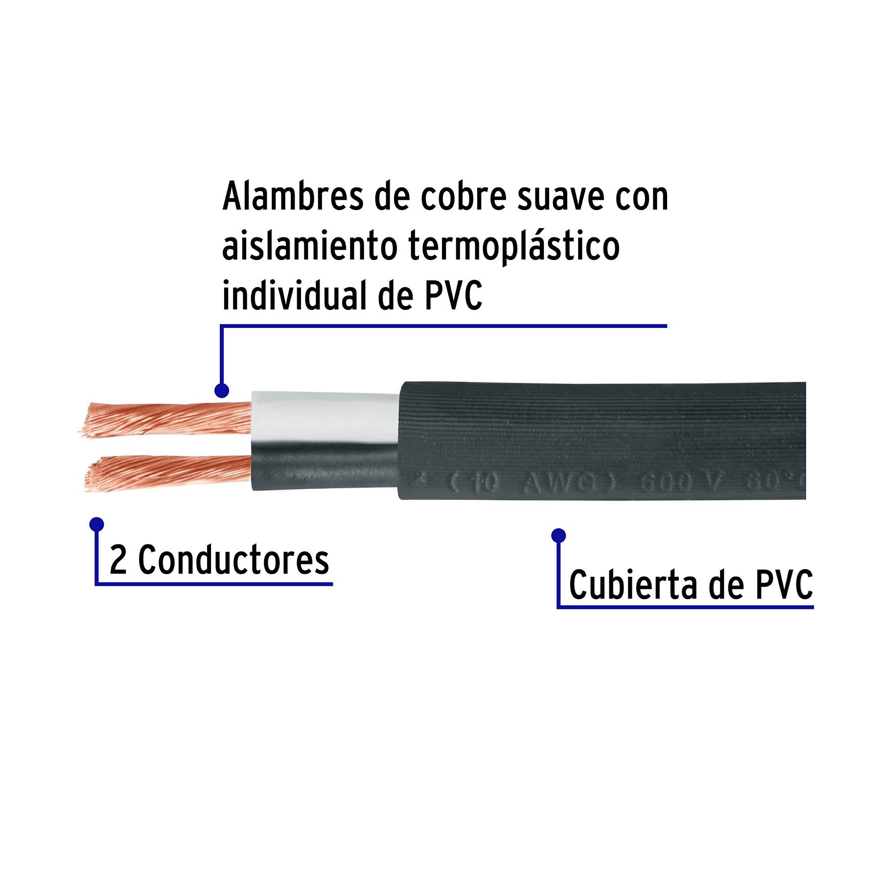 Cable Uso Extra Rudo 2 X 10 AWG Volteck por Metro