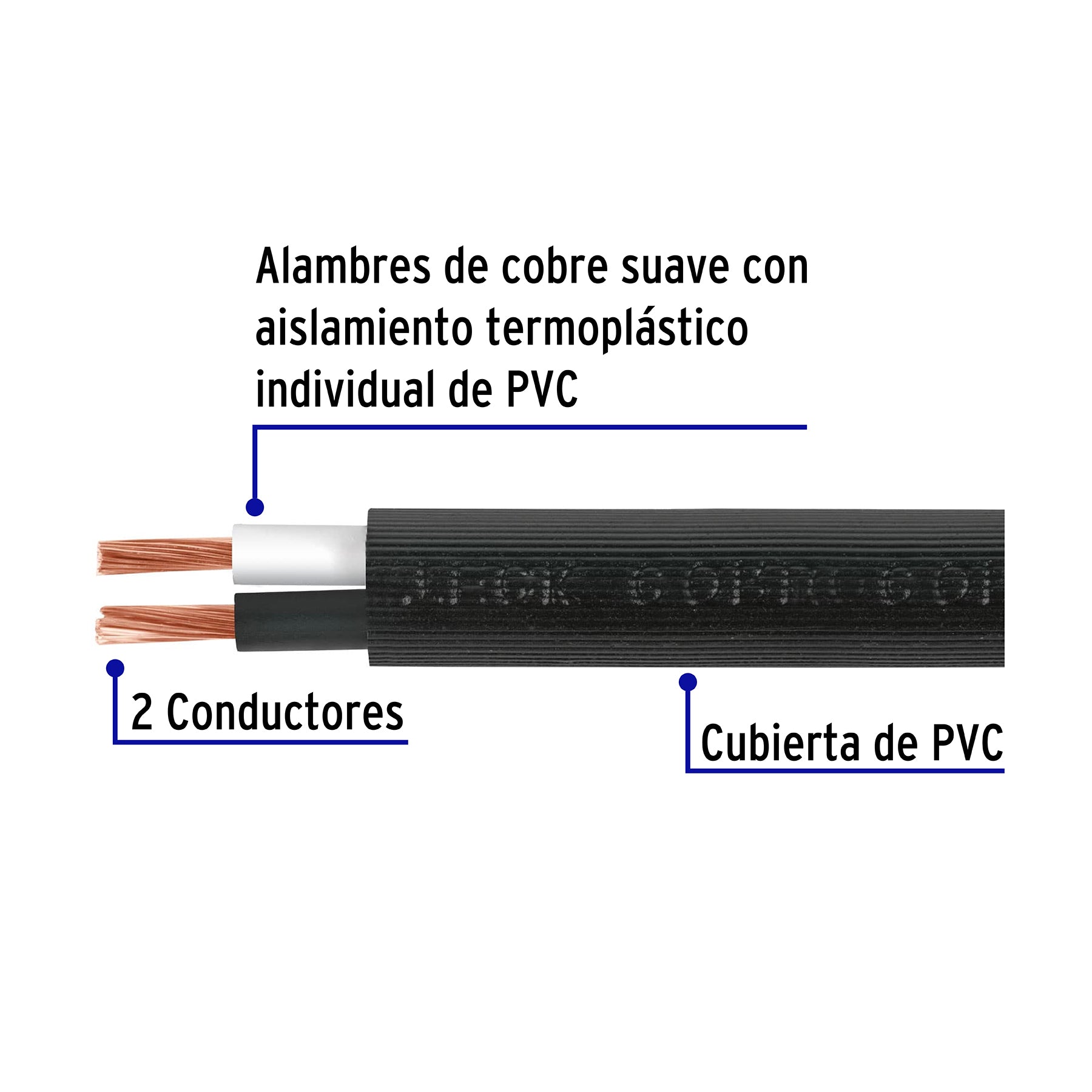 Cable Uso Extra Rudo 2 X 14 AWG Volteck Rollo 100 Metros