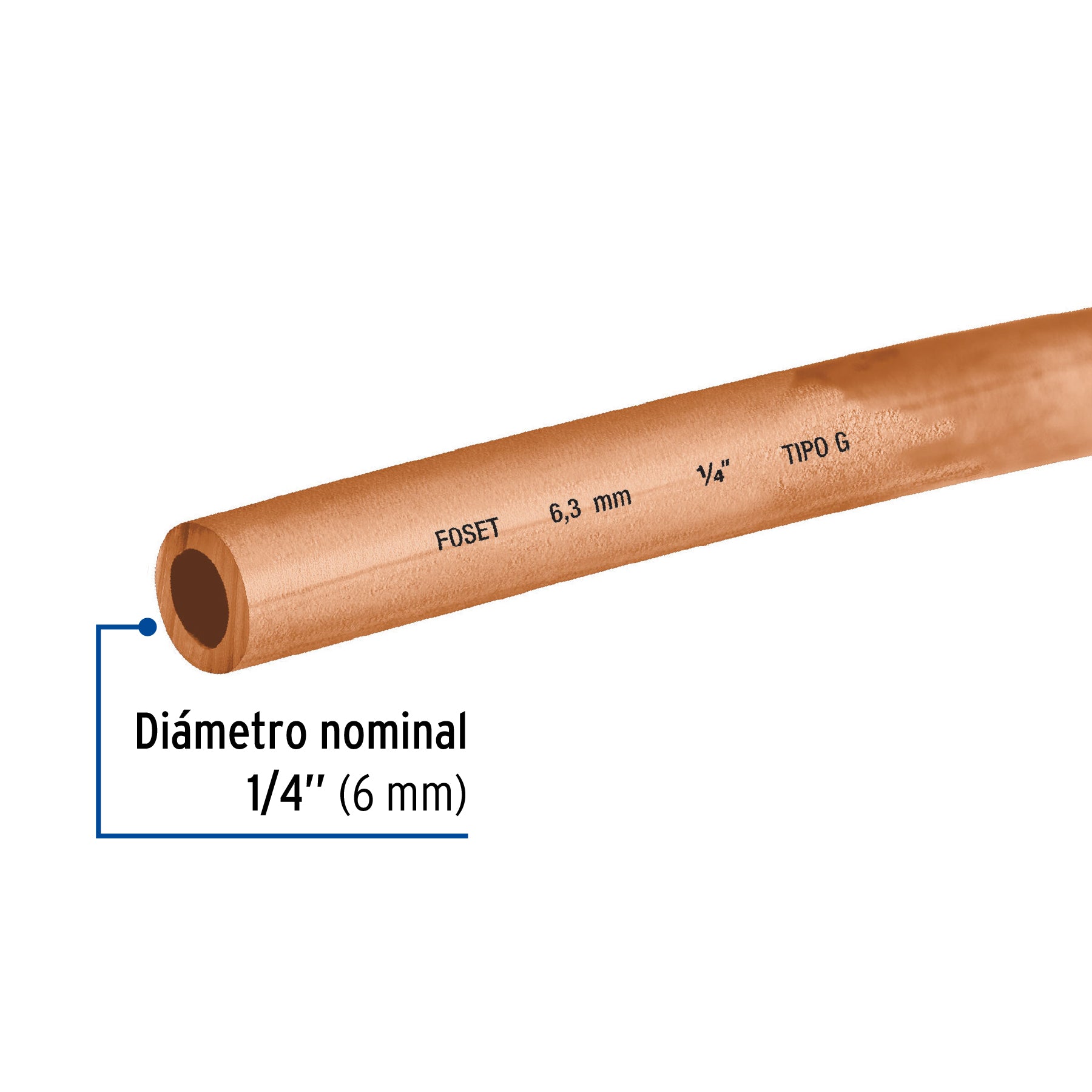 Tubo de Cobre Flexible 1/4" x 50 cms Copperflow