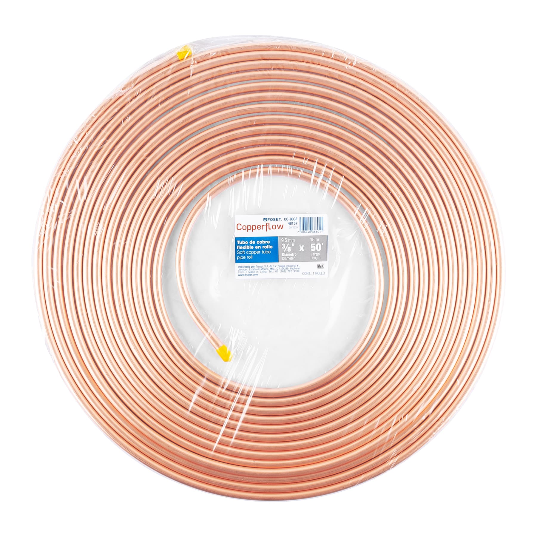 Tubo de Cobre Flexible 3/8" x 1.00 mt Copperflow