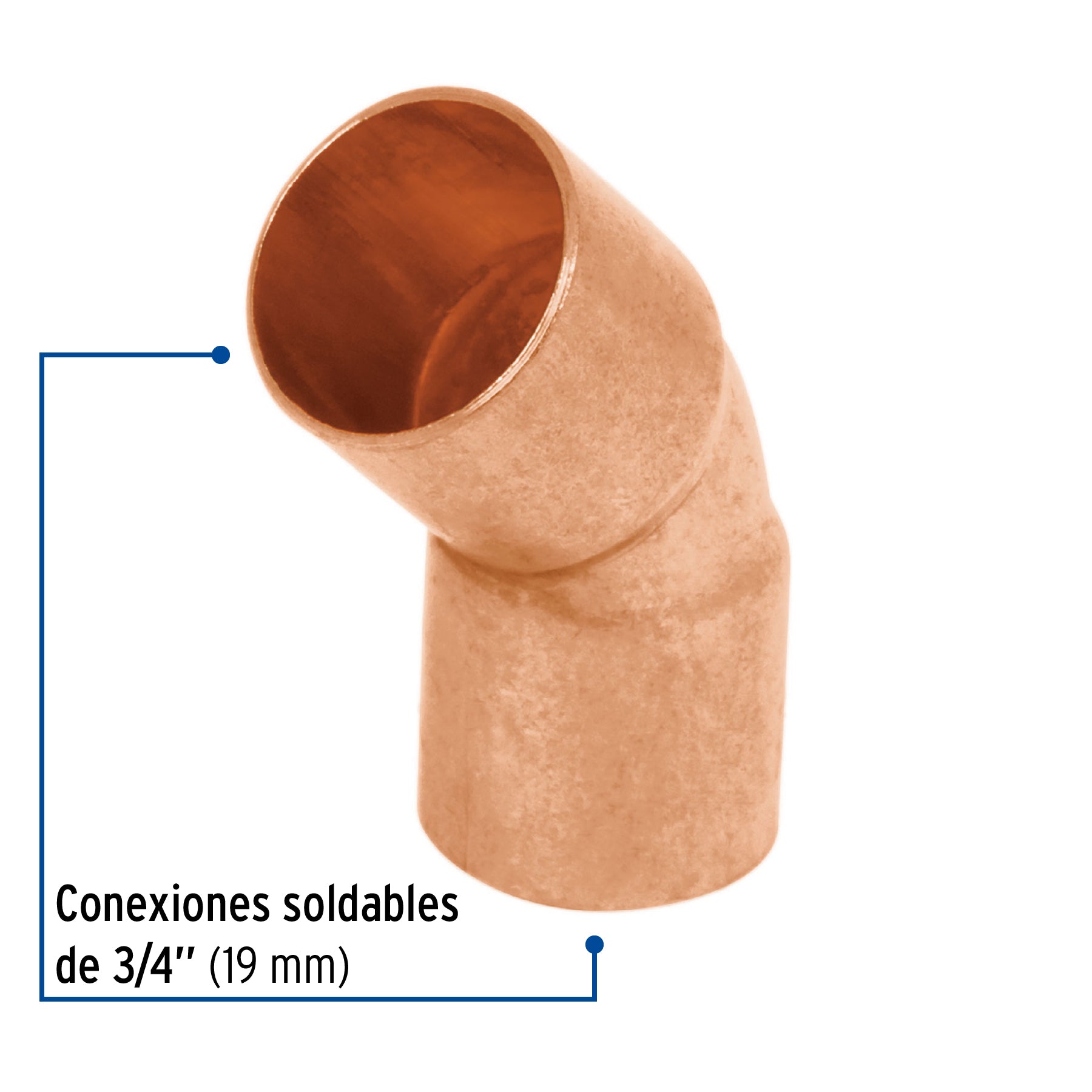 Codo Cobre 45° X 3/4" (19 mm) Foset