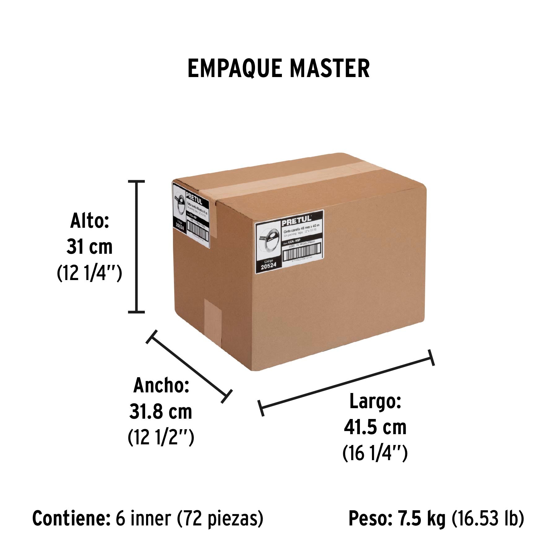 Cinta de Empaque Canela 48 mm X 40 mts Pretul