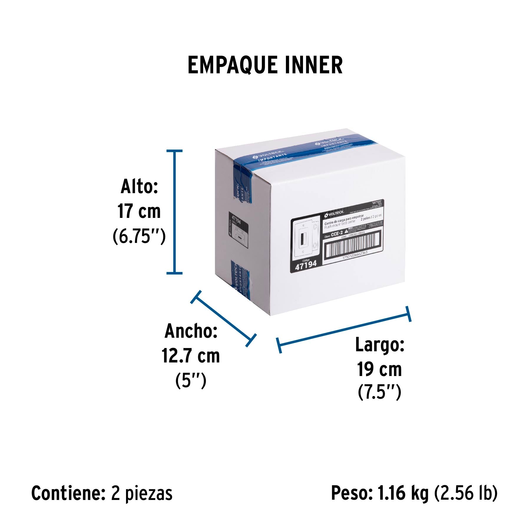 Centro de Carga Volteck 2 Polos de Empotrar