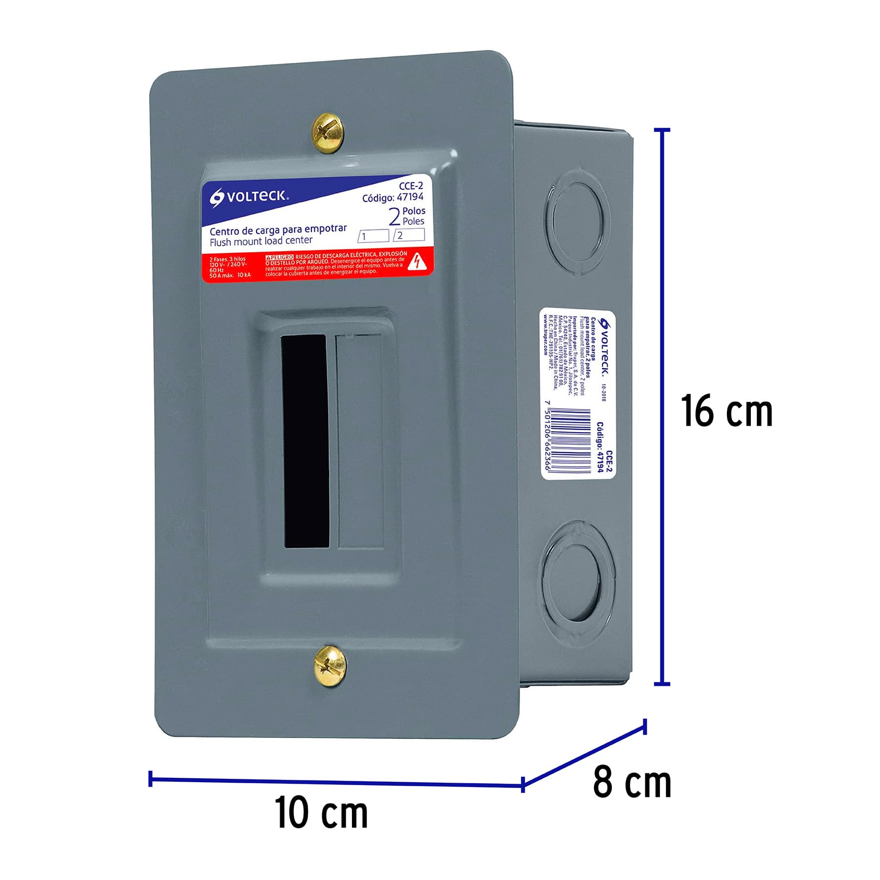 Centro de Carga Volteck 2 Polos de Empotrar
