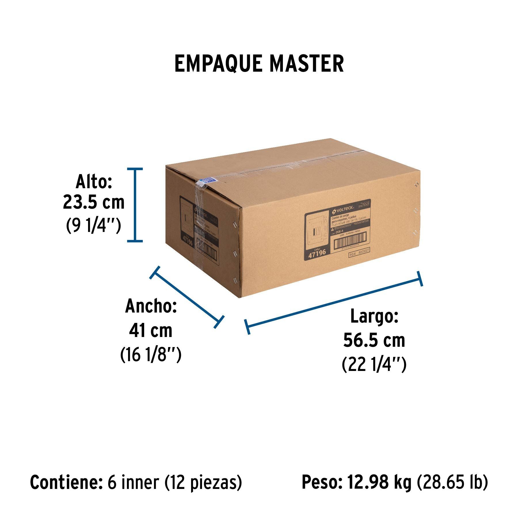 Centro de Carga Volteck 4 Polos de Empotrar