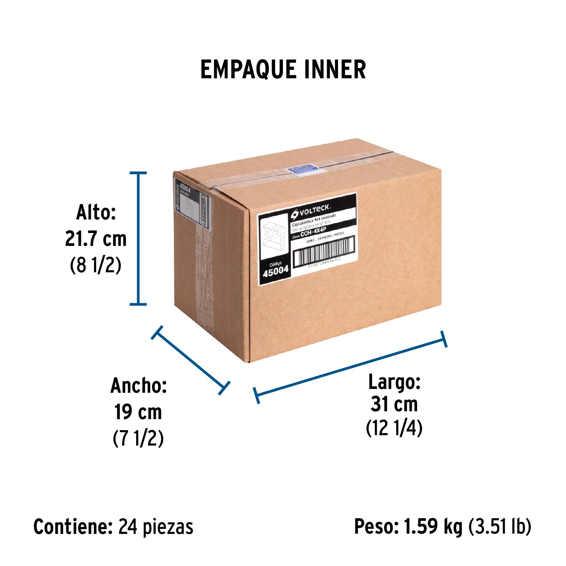 Caja Cuadrada Plastica 4" x 4" Negra Volteck