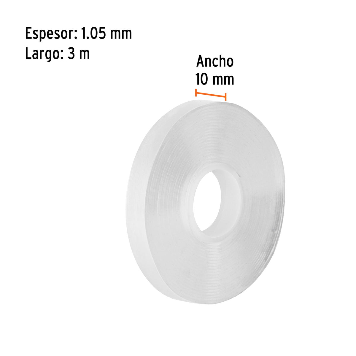 Cinta Reutilizable 10 mm x 3 mts Doble Cara Transparente Truper