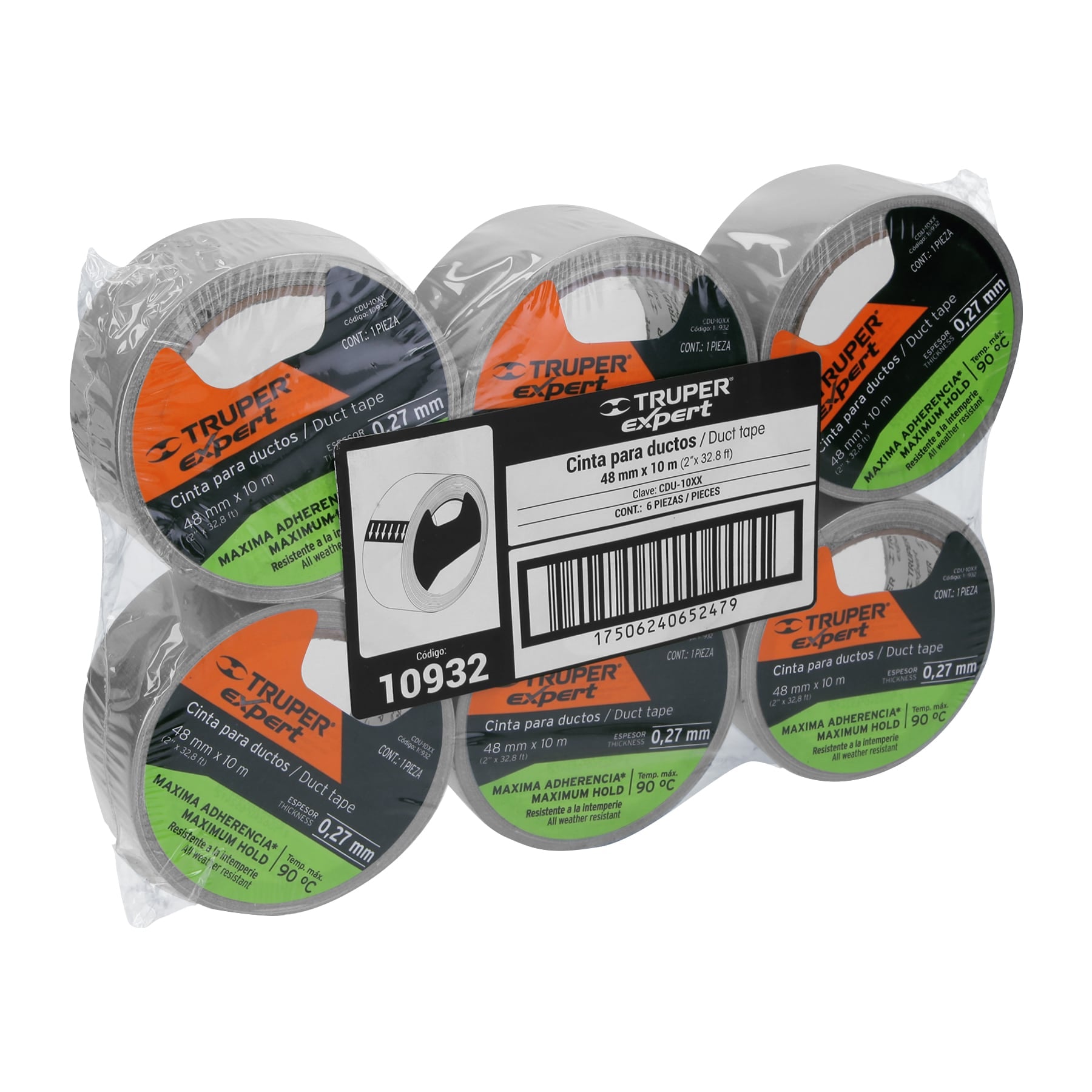 Cinta para Ductos Espesor 0.27 mm 48 mm X 10 mts Truper Expert