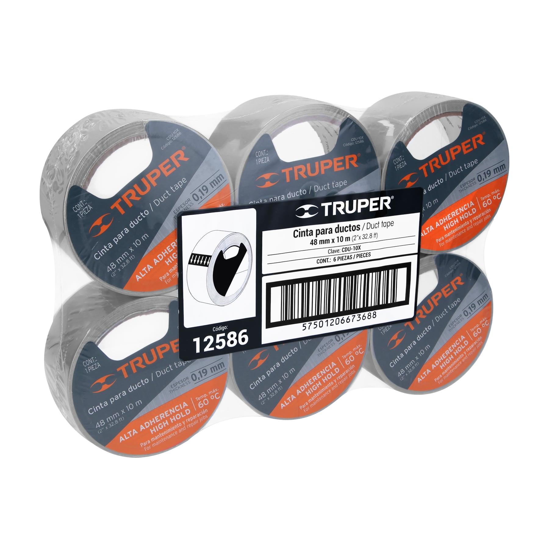 Cinta para Ductos Espesor 0.19 mm 48 mm X 10 mts Truper