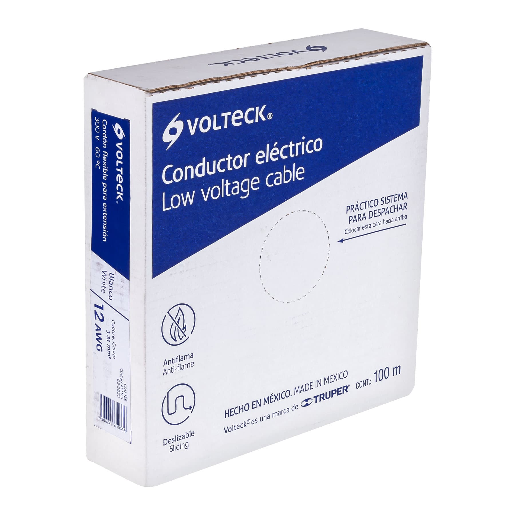 Cable Duplex Flexible 12 AWG Blanco Volteck Rollo 100 Metros