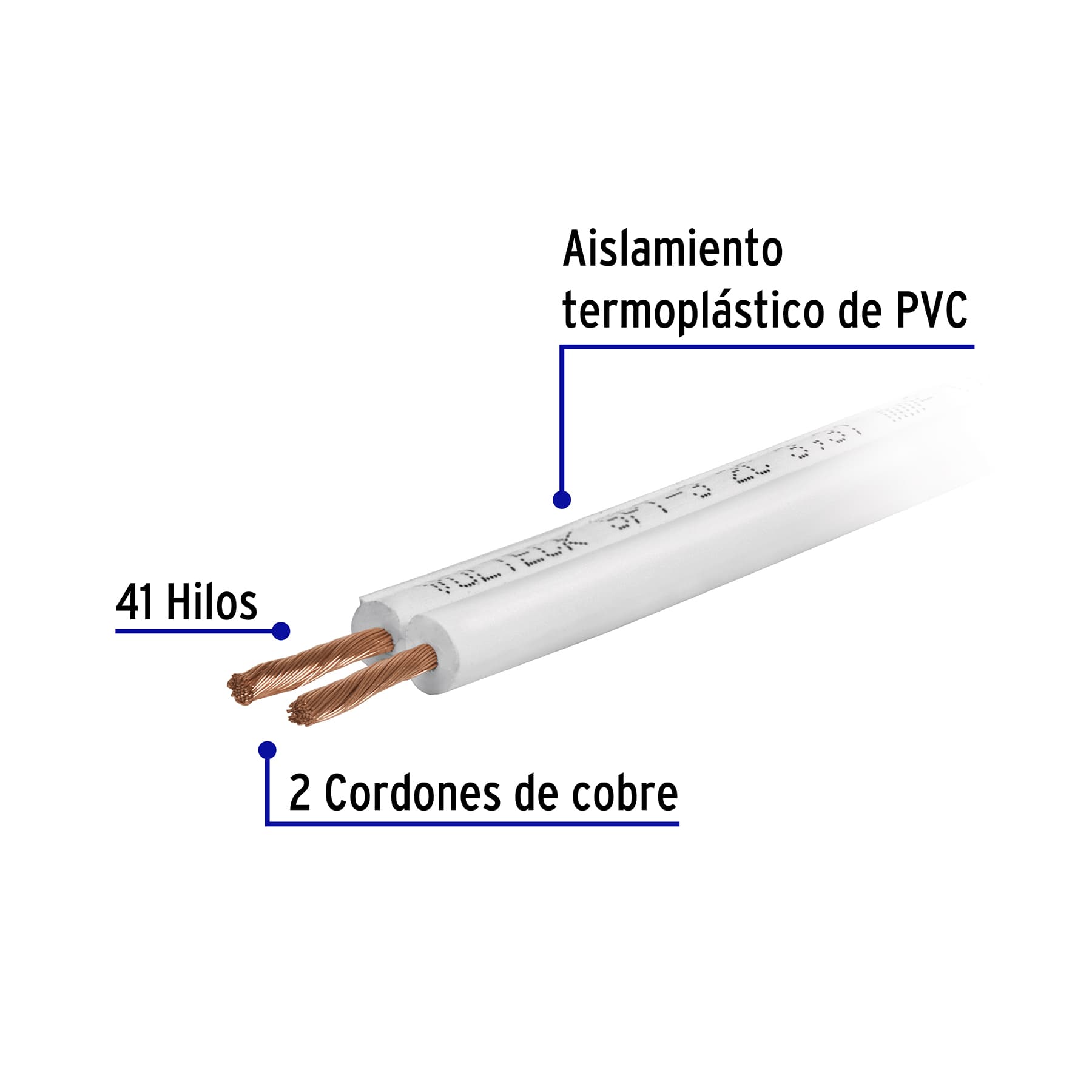 Cable Duplex Flexible 14 AWG Blanco Volteck por Metro