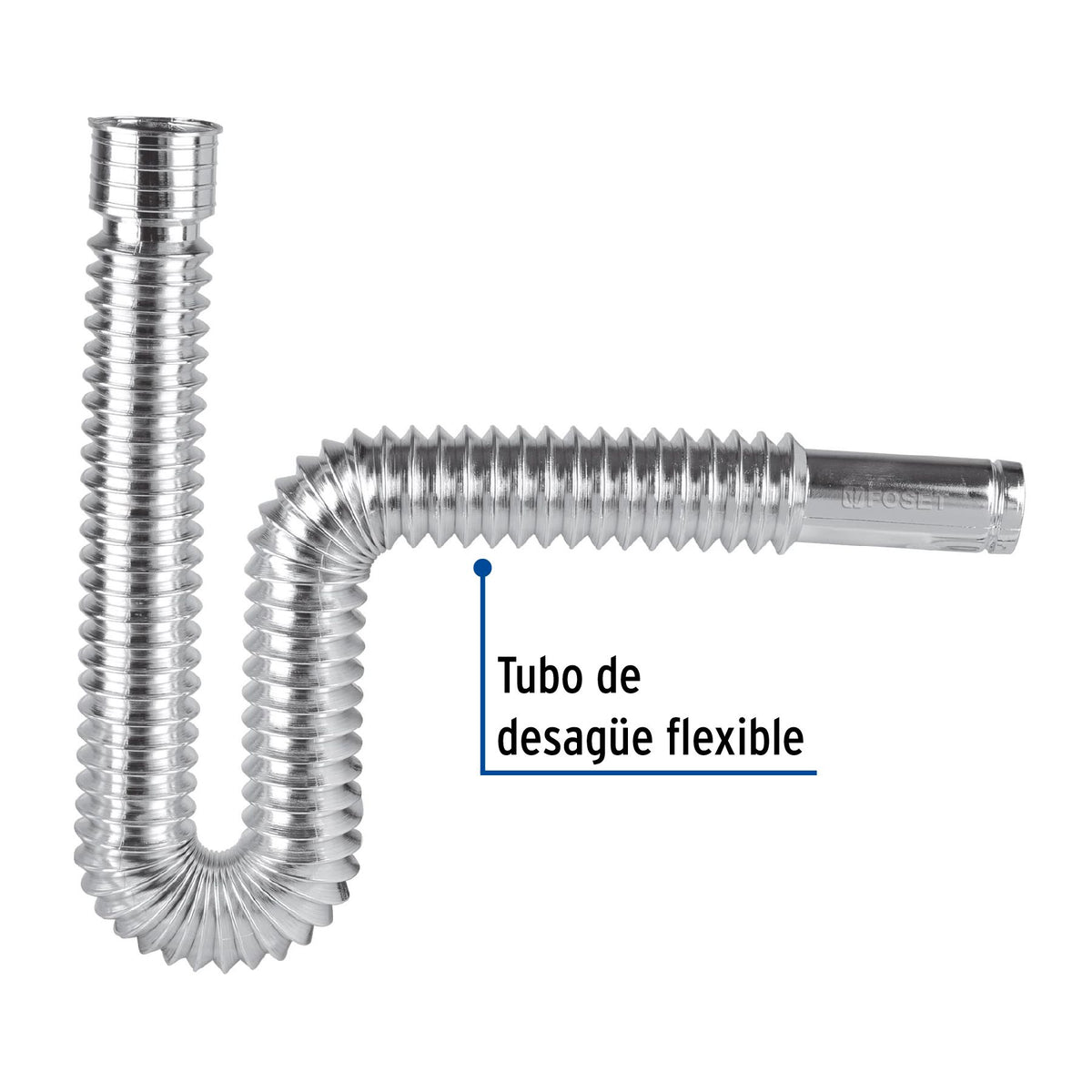 Cespol Flexible Tipo "P" para Lavabo o Fregadero Extra Largo Cromo Foset