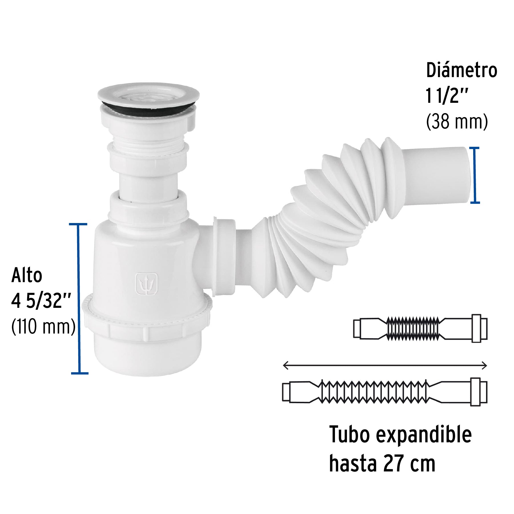 Cespol para Fregadero Flexible de Bote de Polipropileno 1"1/2 Foset