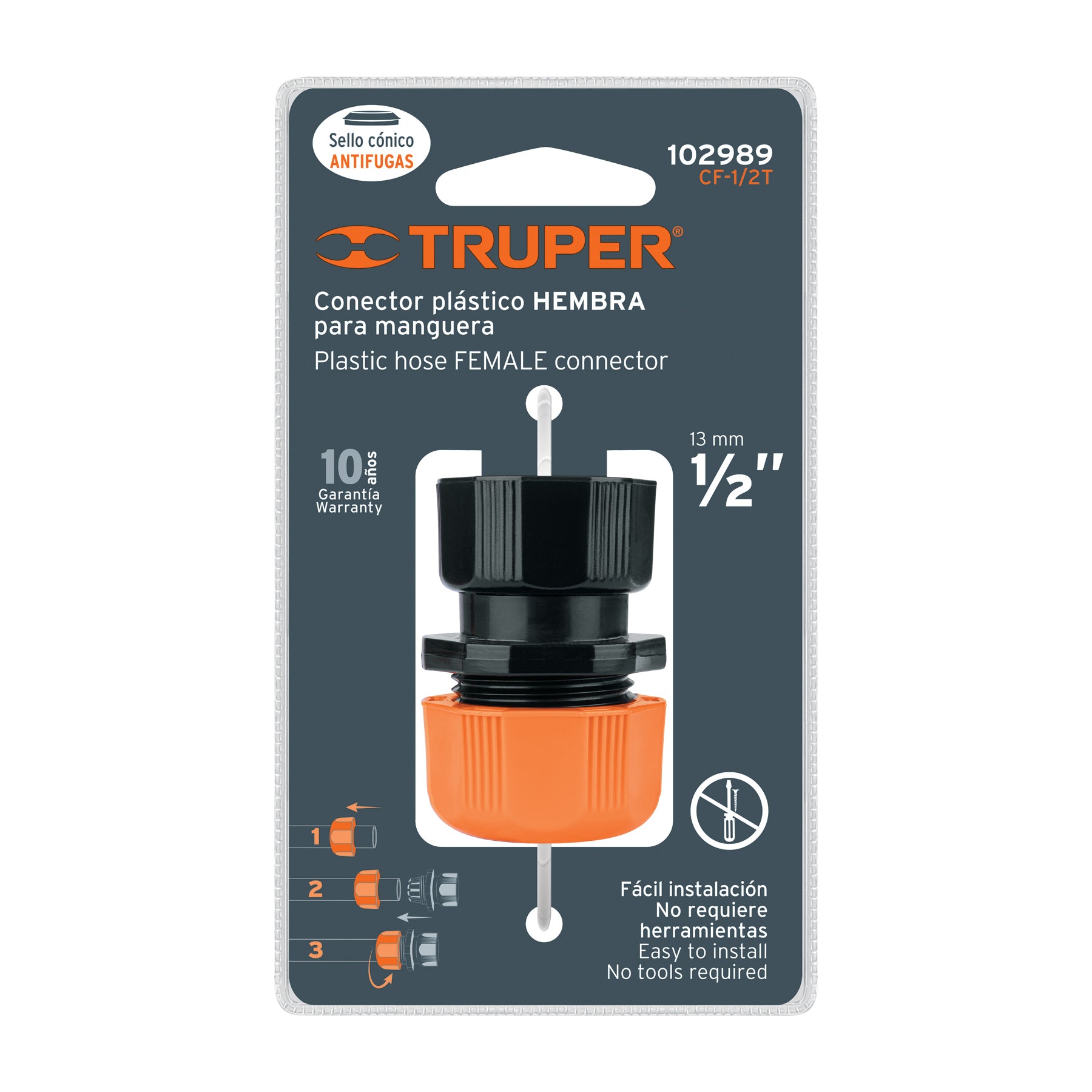 Conector para Manguera Hembra de ABS 1/2" Truper