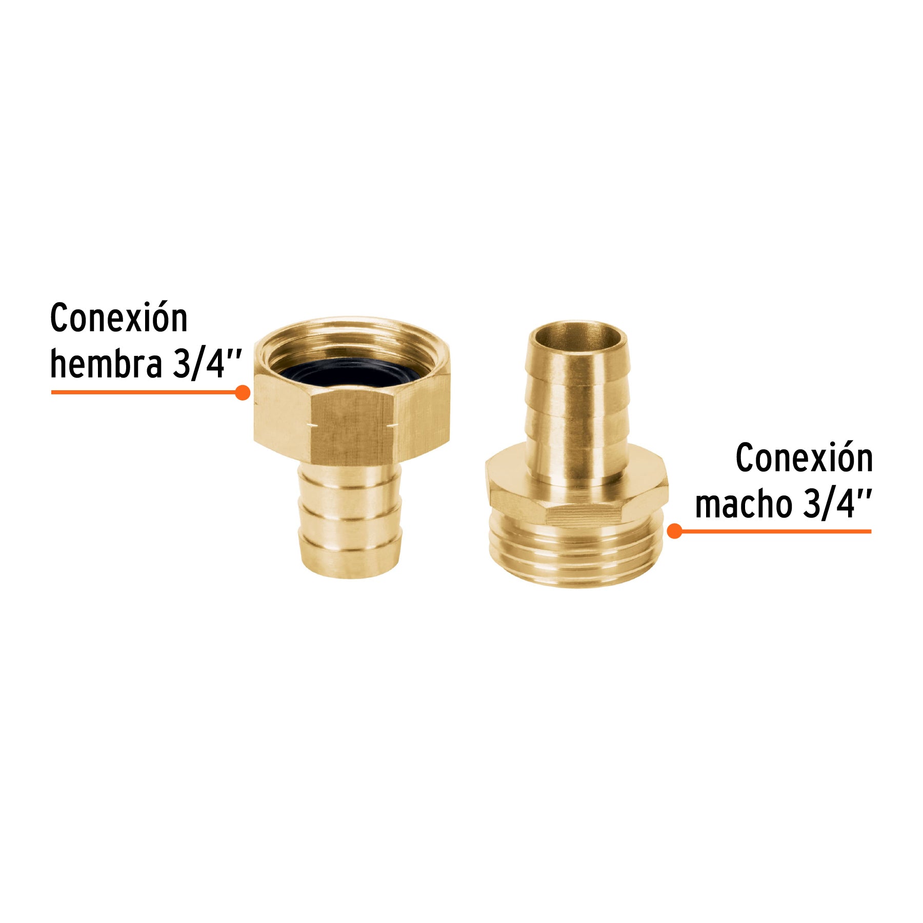 Conector para Manguera Macho y Hembra de Laton 5/8" Truper