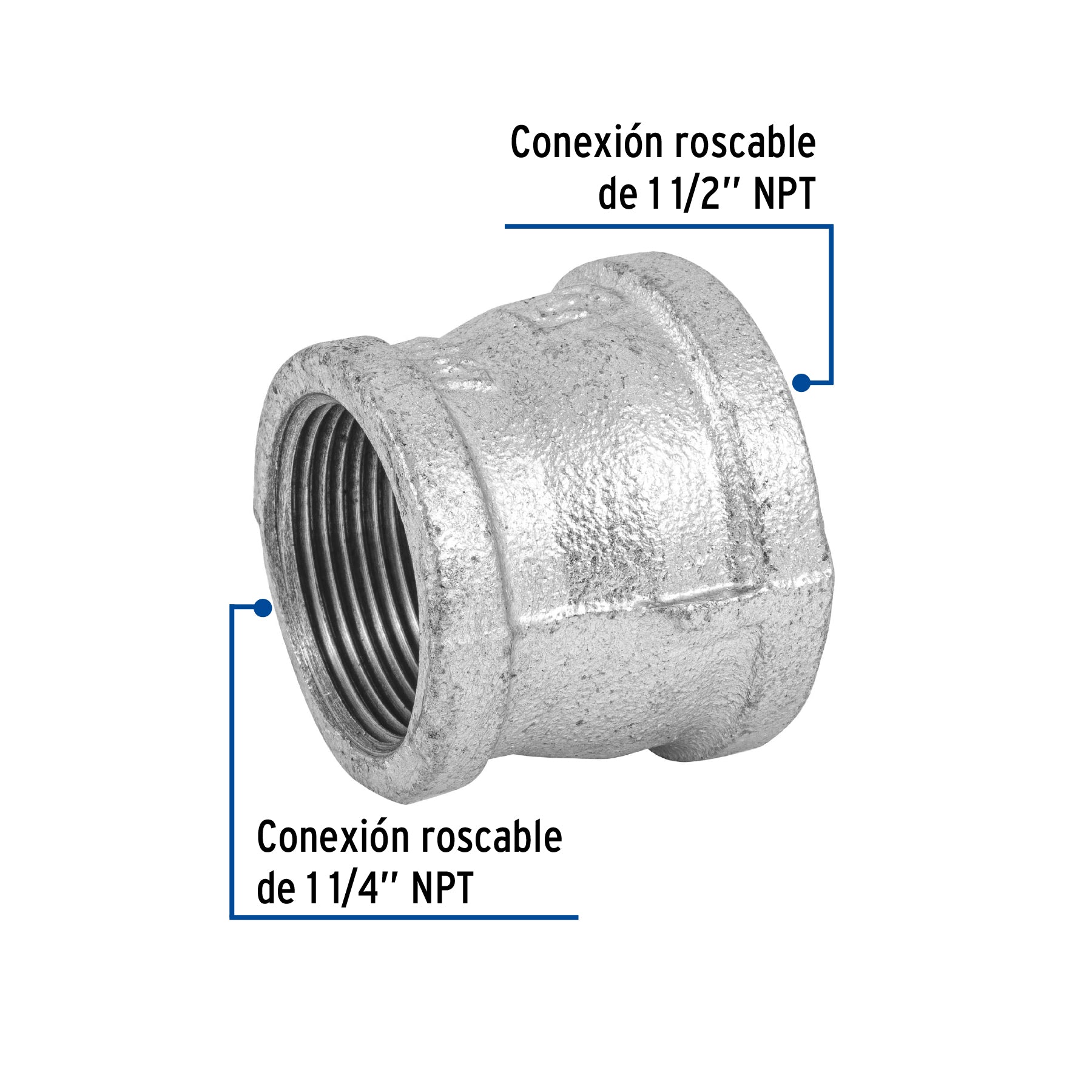 Reduccion Campana Galvanizada 1"1/2 x 1"1/4 Galvaflow