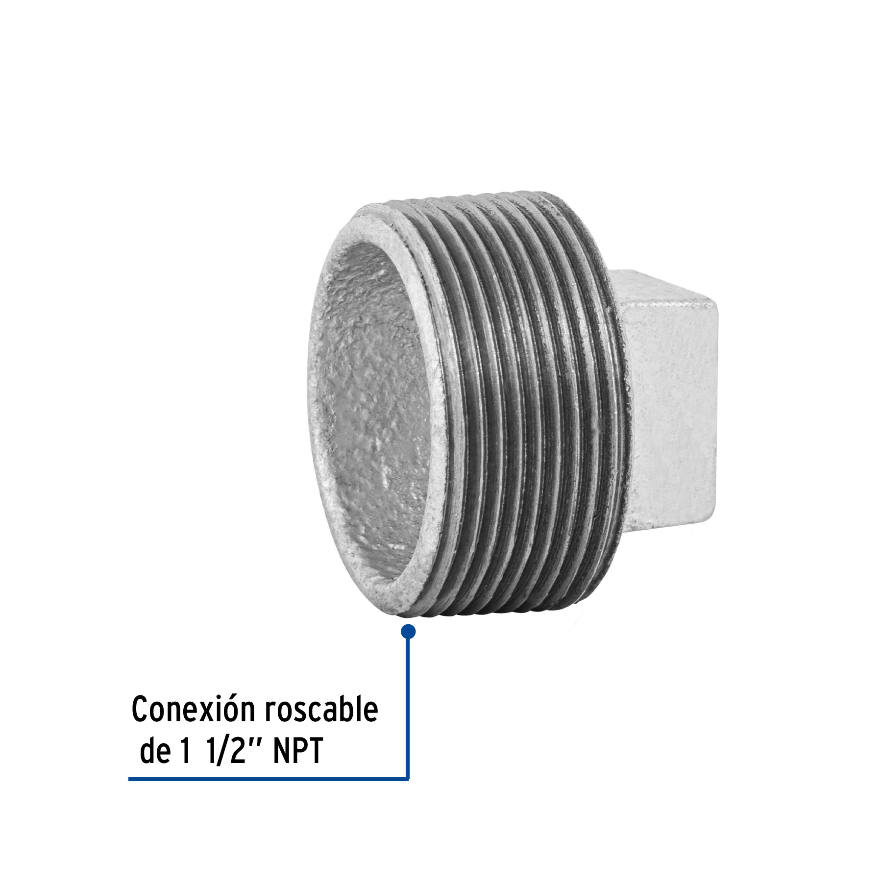 Tapon Macho Galvanizado 1"1/2 (38 mm) Galvaflow