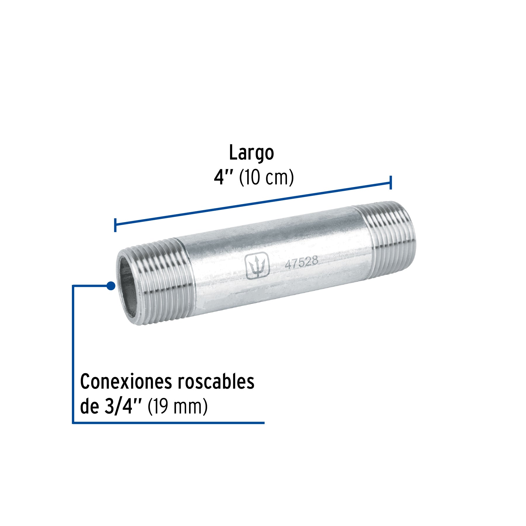 Niple Galvanizado 3/4" x 4" Galvaflow