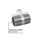 Niple Galvanizado 1" x  2" (25 mm x 5 cms) Galvaflow
