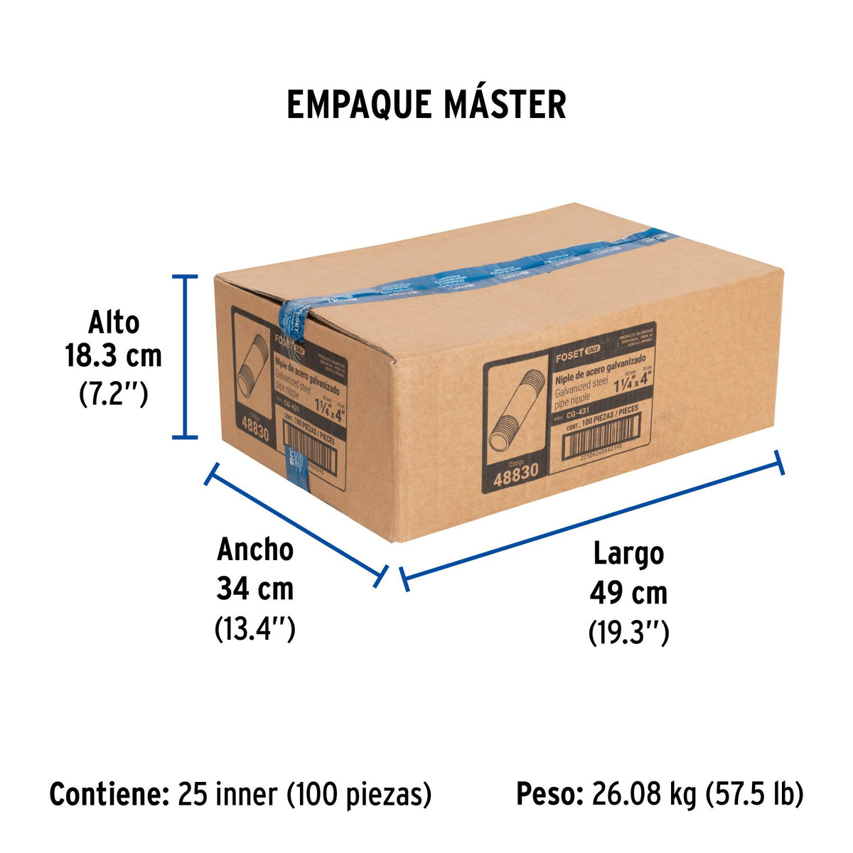 Niple Galvanizado 1"1/4 x 4" FOSET