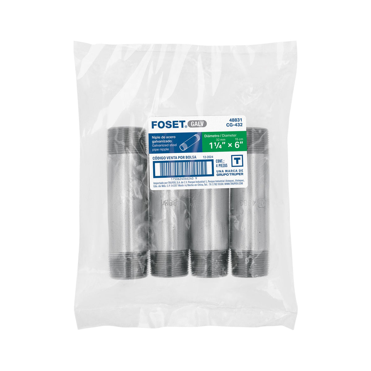 Niple Galvanizado 1"1/4 x 6" FOSET