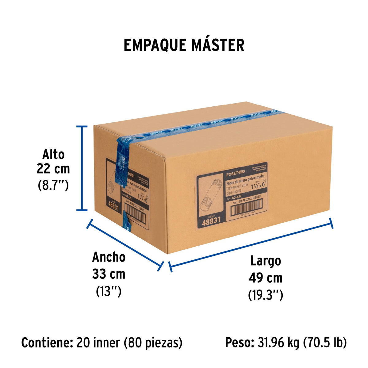 Niple Galvanizado 1"1/4 x 6" FOSET