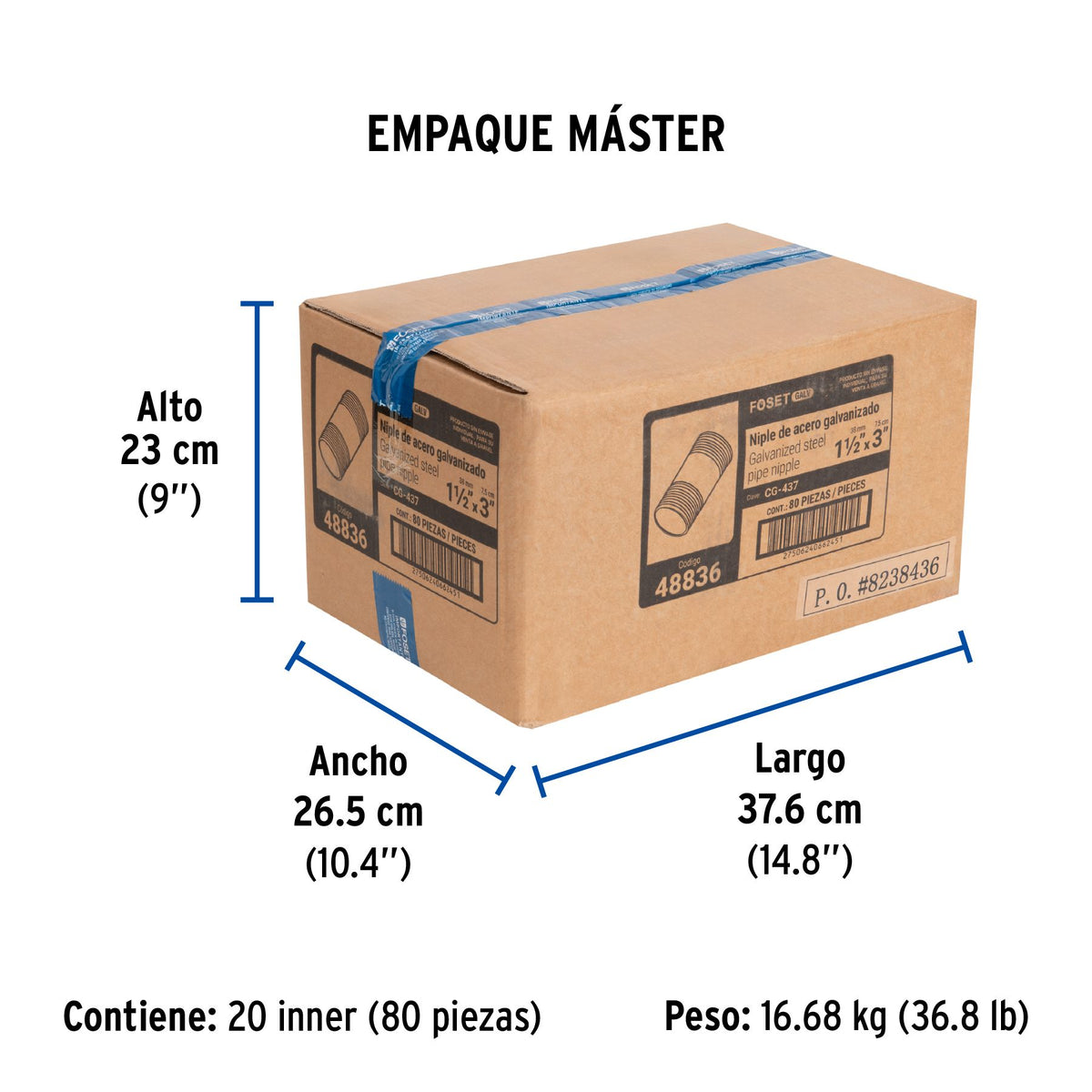 Niple Galvanizado 1"1/2 x 3" FOSET
