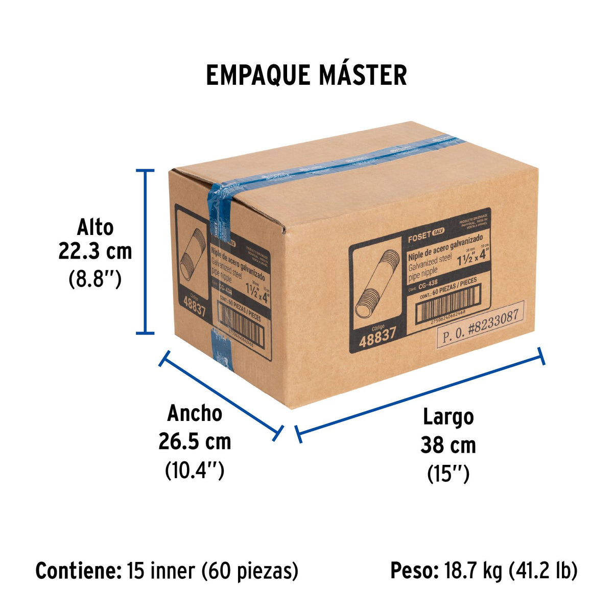 Niple Galvanizado 1"1/2 x 4" FOSET