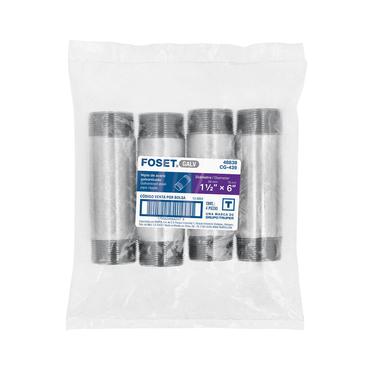 Niple Galvanizado 1"1/2 x 6" FOSET