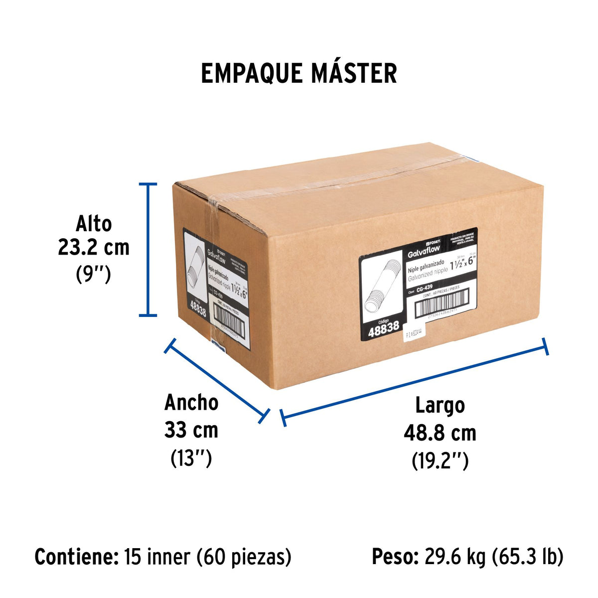 Niple Galvanizado 1"1/2 x 6" FOSET