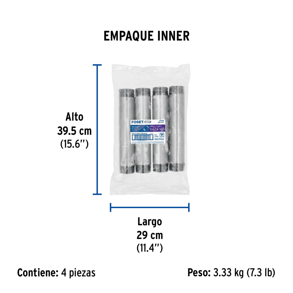 Niple Galvanizado 1"1/2 x 10" FOSET