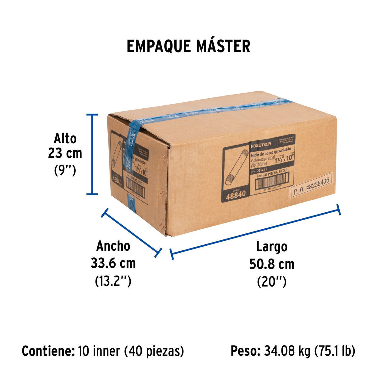 Niple Galvanizado 1"1/2 x 10" FOSET