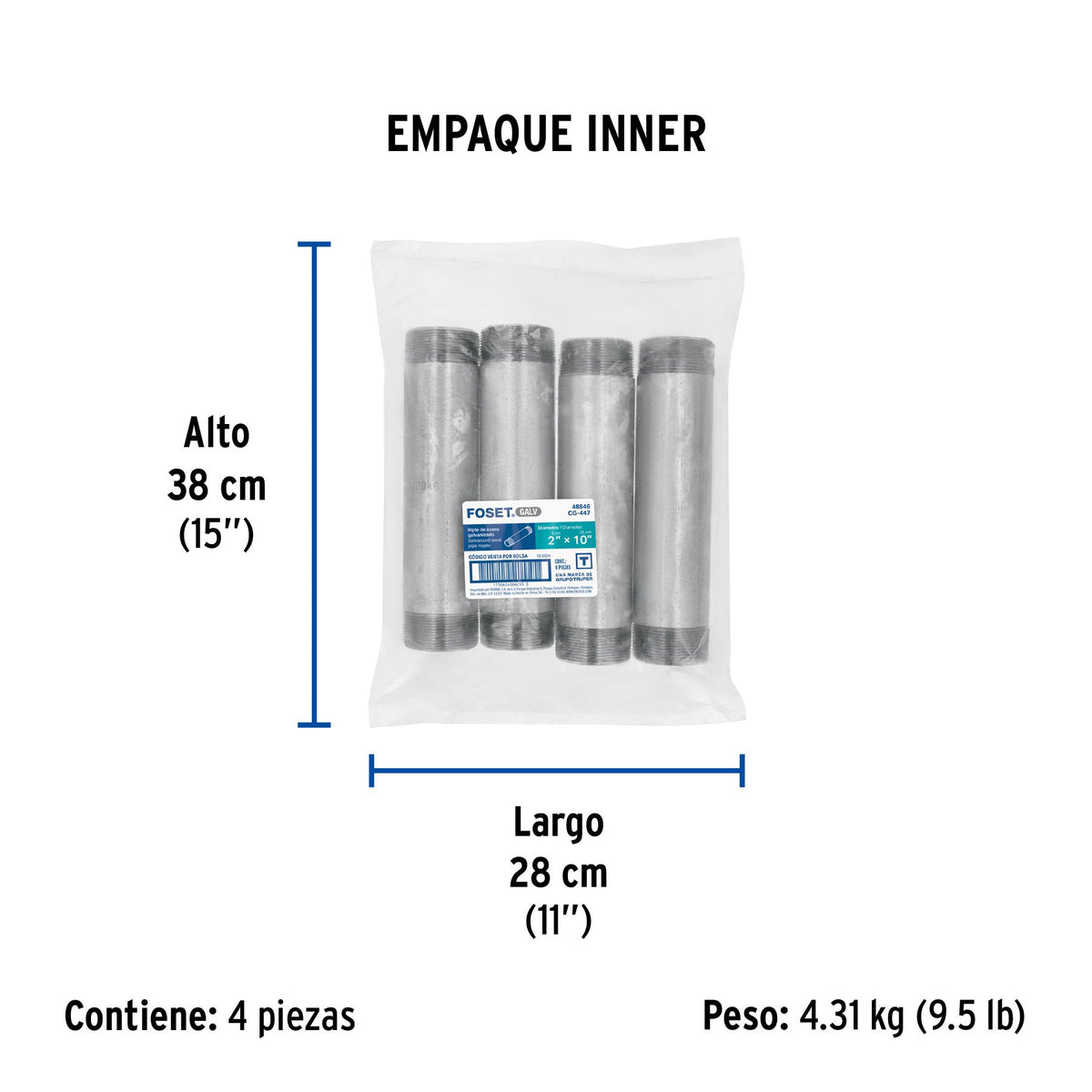 Niple Galvanizado 2" x 10" FOSET
