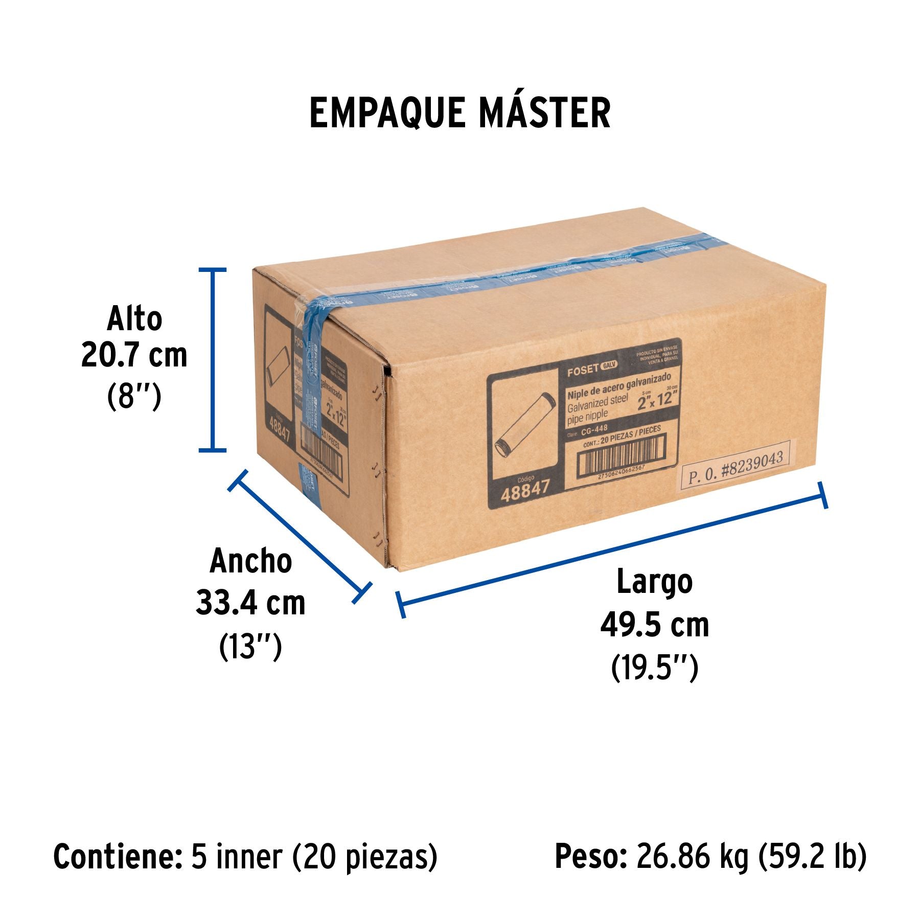 Niple Galvanizado 2" x 12" FOSET