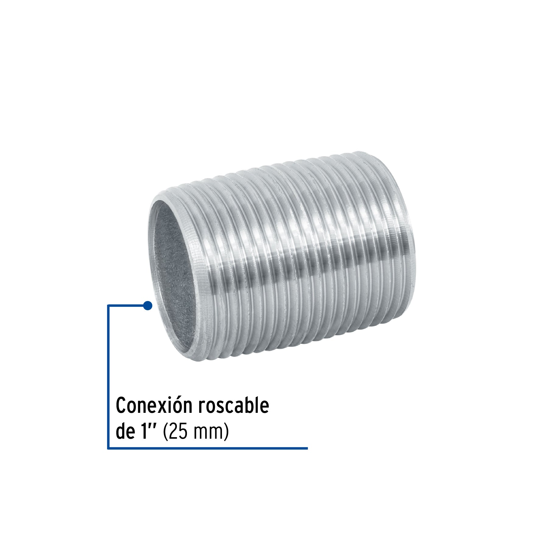 Niple Galvanizado 1" (25 mm) X Cuerda Corrida Galvaflow