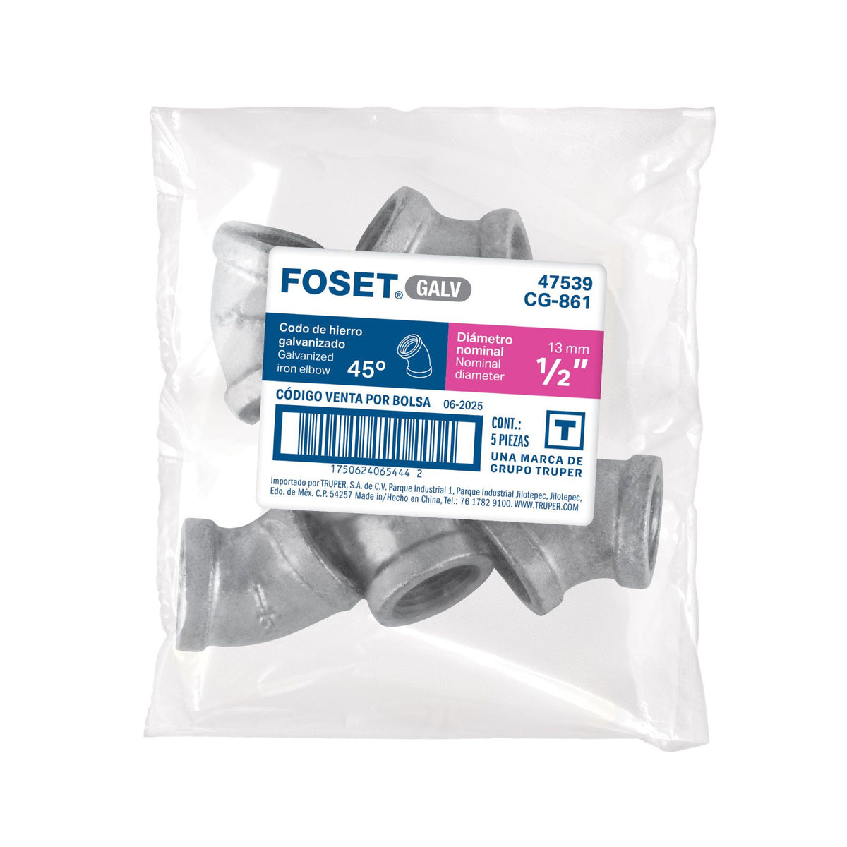 Codo Galvanizado 45° x 1/2" FOSET