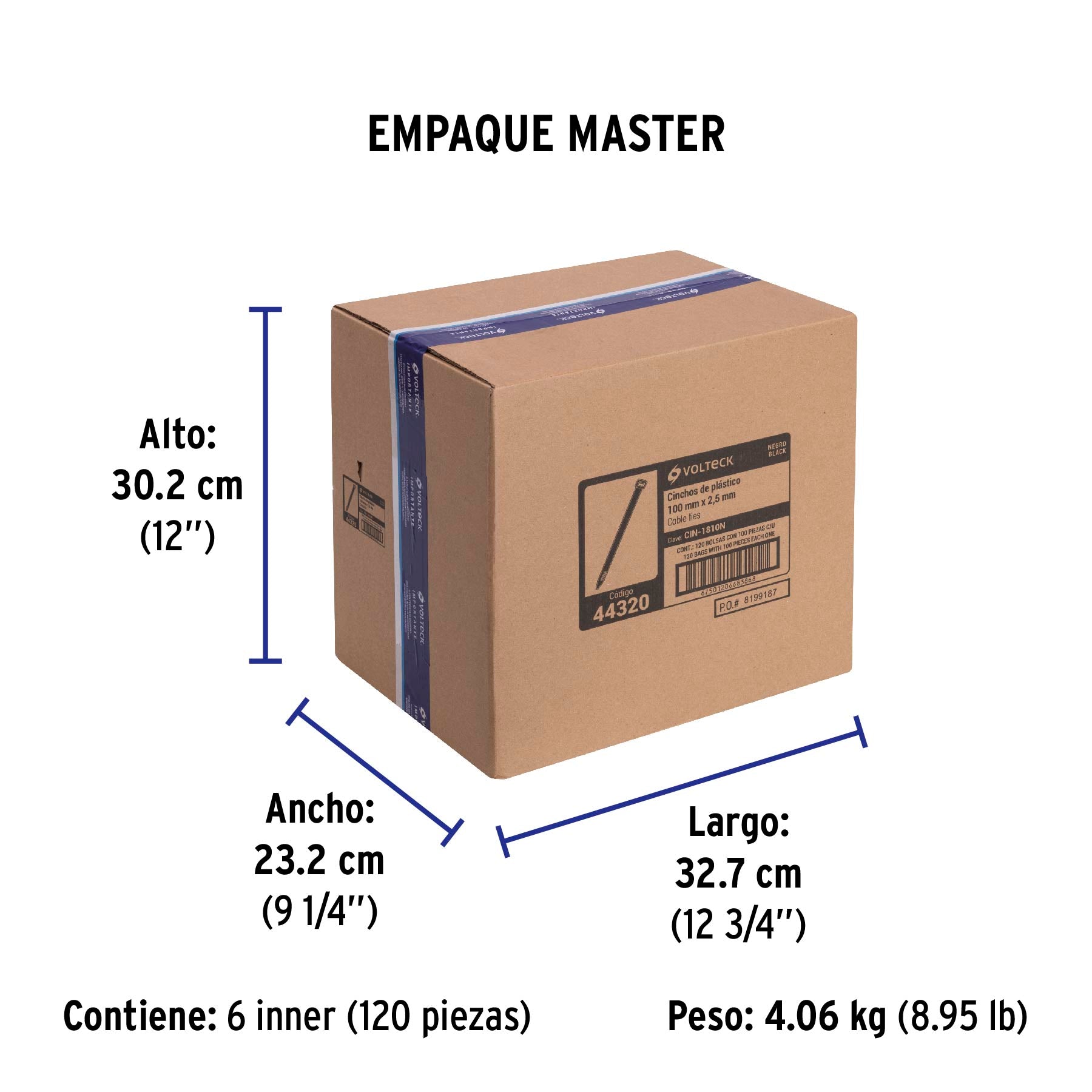 Cincho Plastico Negro 10 cm x 2.5 mm por Pieza Volteck