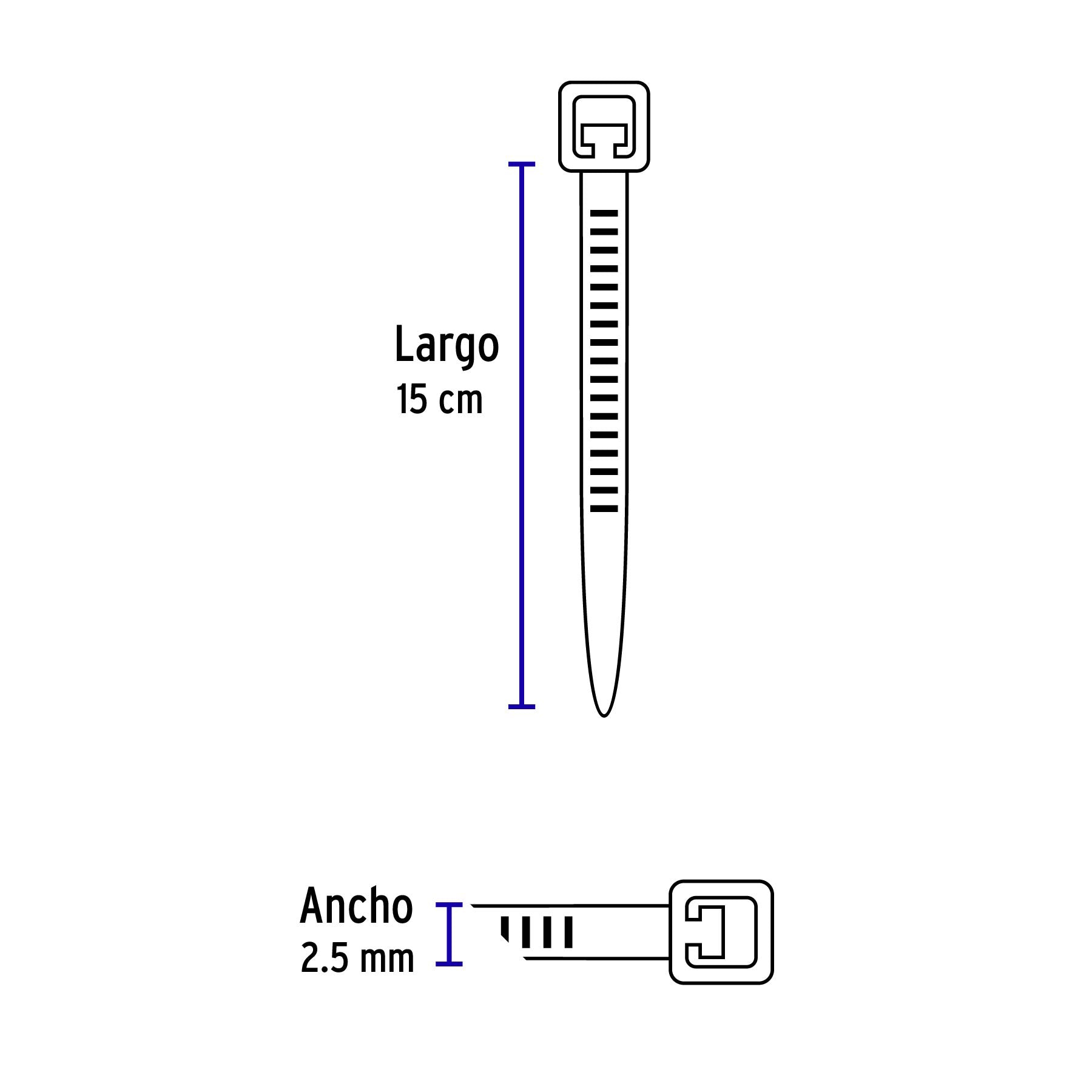 Cincho Plastico Negro 15 cm x 2.5 mm por Pieza Volteck