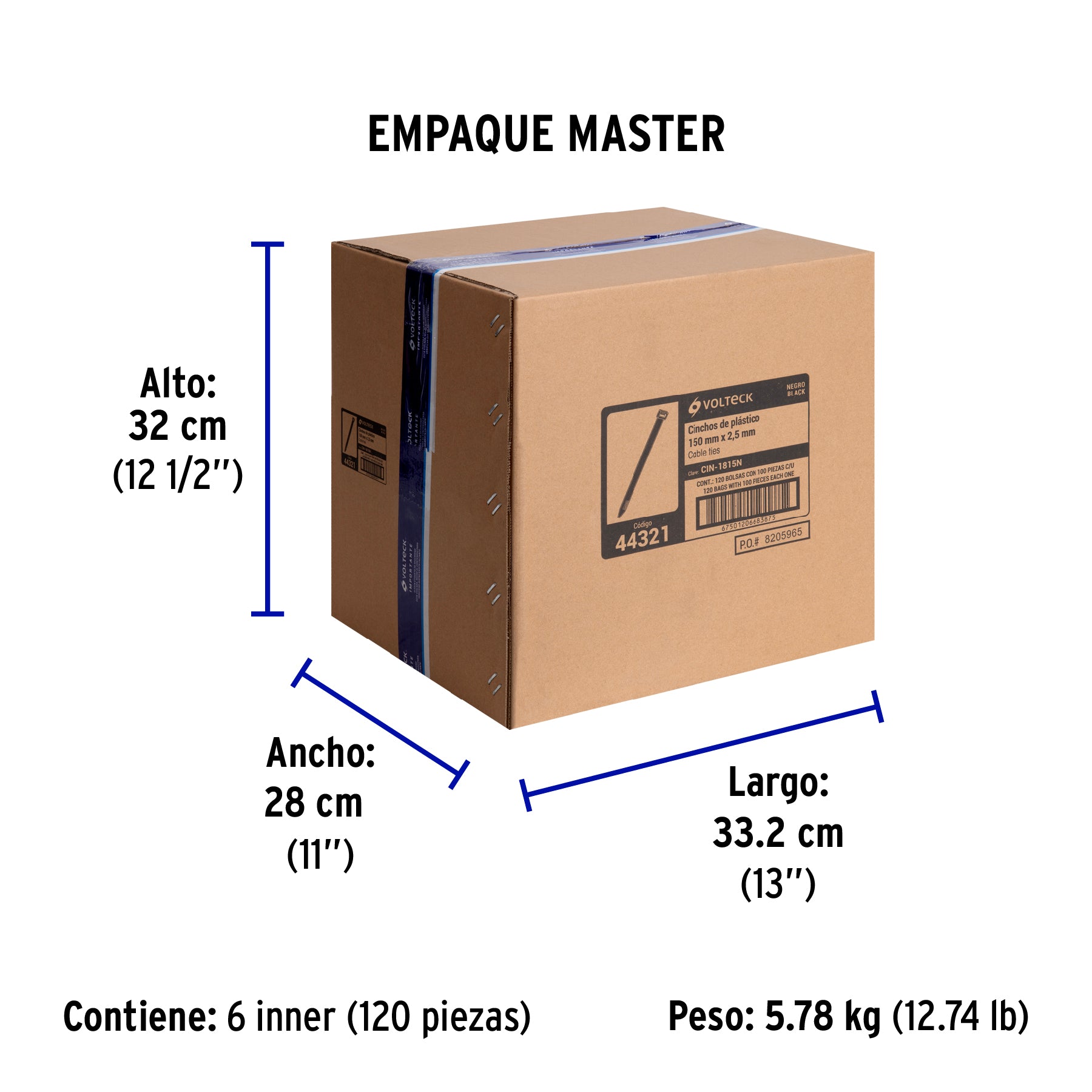 Cincho Plastico Negro 15 cm x 2.5 mm Bolsa 100 Piezas Volteck