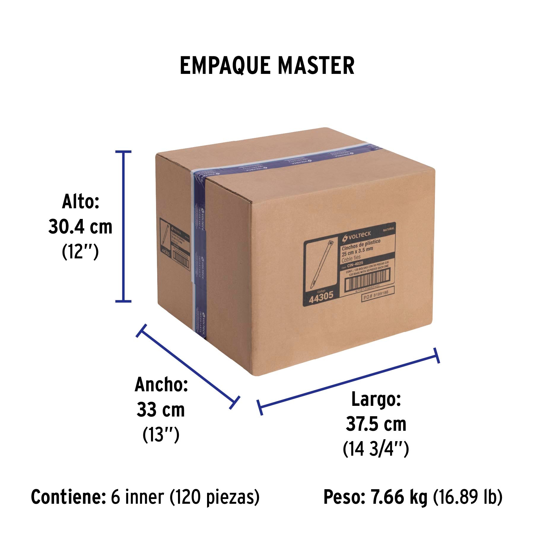 Cincho Plastico Transparente 25 cm x 3.5 mm por Pieza Volteck