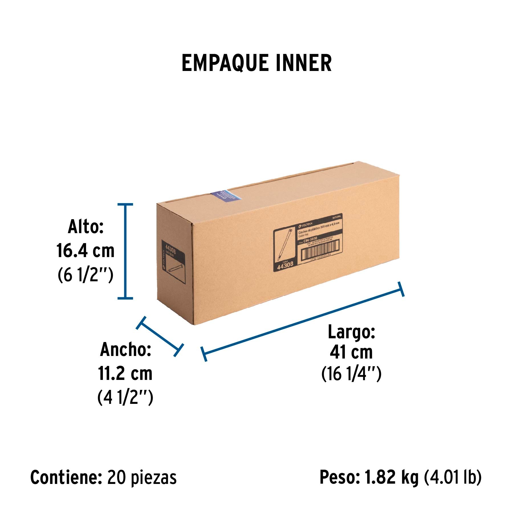 Cincho Plastico Transparente 30 cm x 4.5 mm Bolsa 50 Piezas Volteck