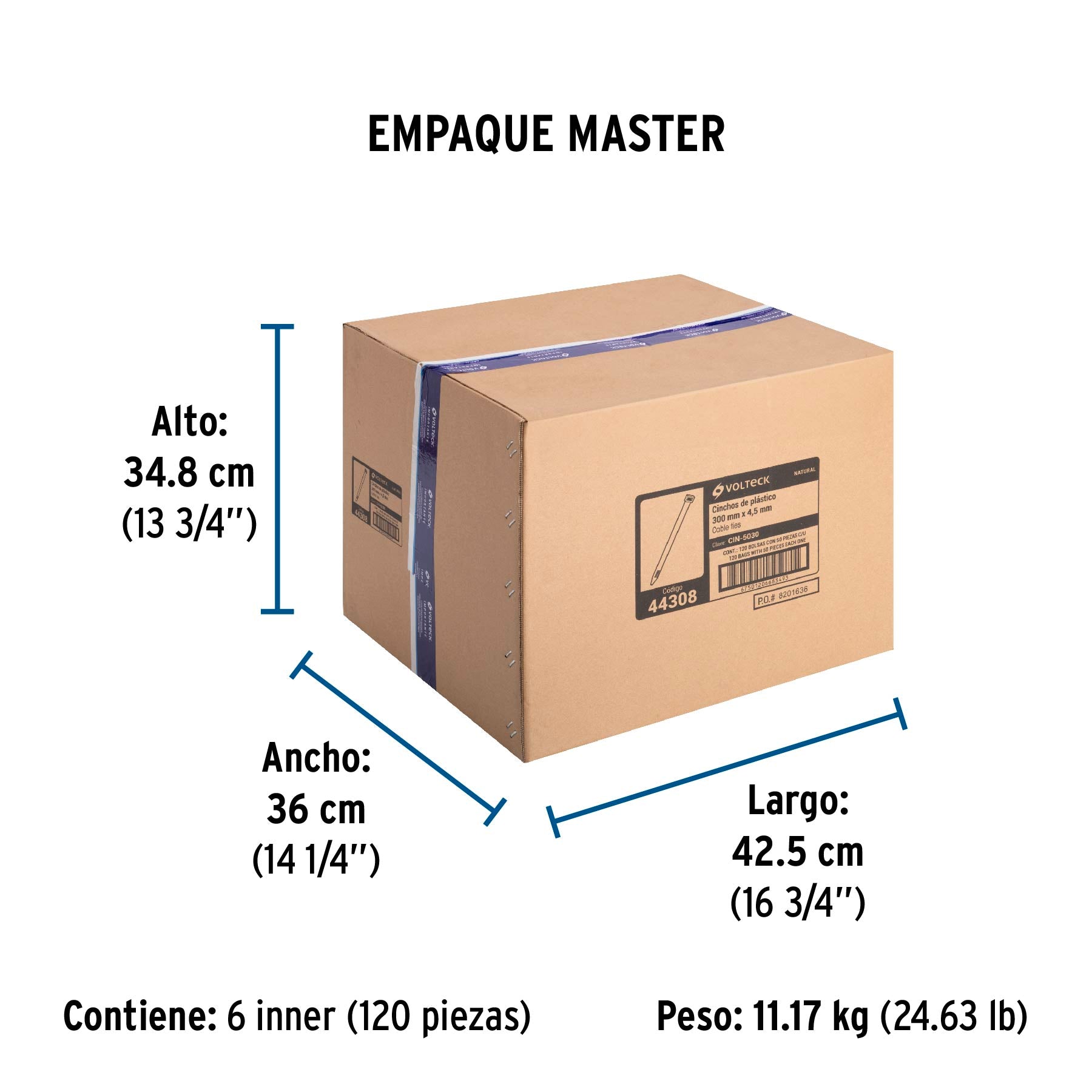 Cincho Plastico Transparente 30 cm x 4.5 mm Bolsa 50 Piezas Volteck