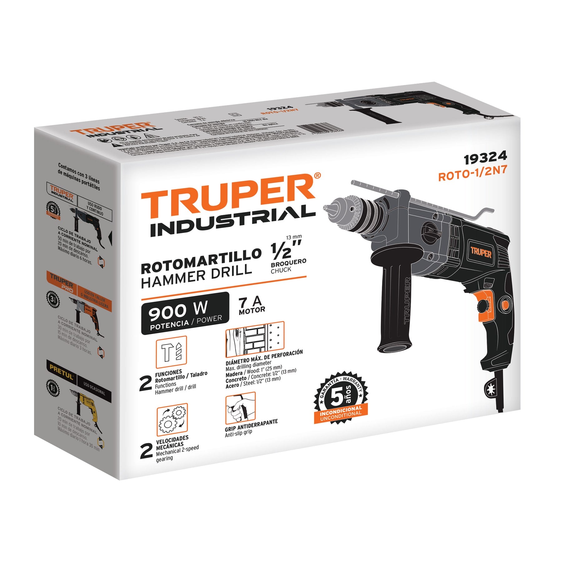 Rotomartillo 900 Watts Broquero de 1/2" Truper Industrial