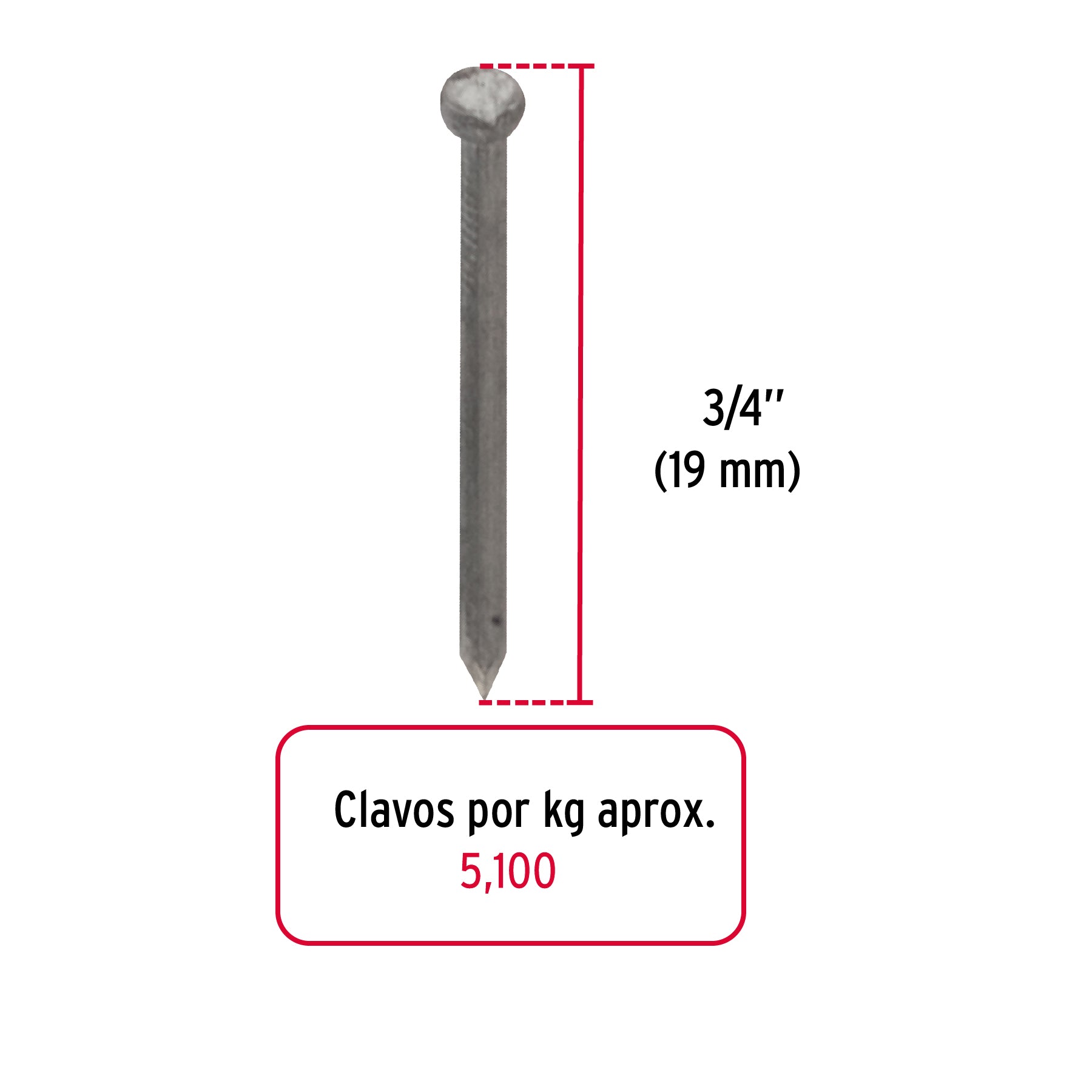 Clavo sin Cabeza Alfilerillo 3/4" (19 mm) Fiero 100 Gramos