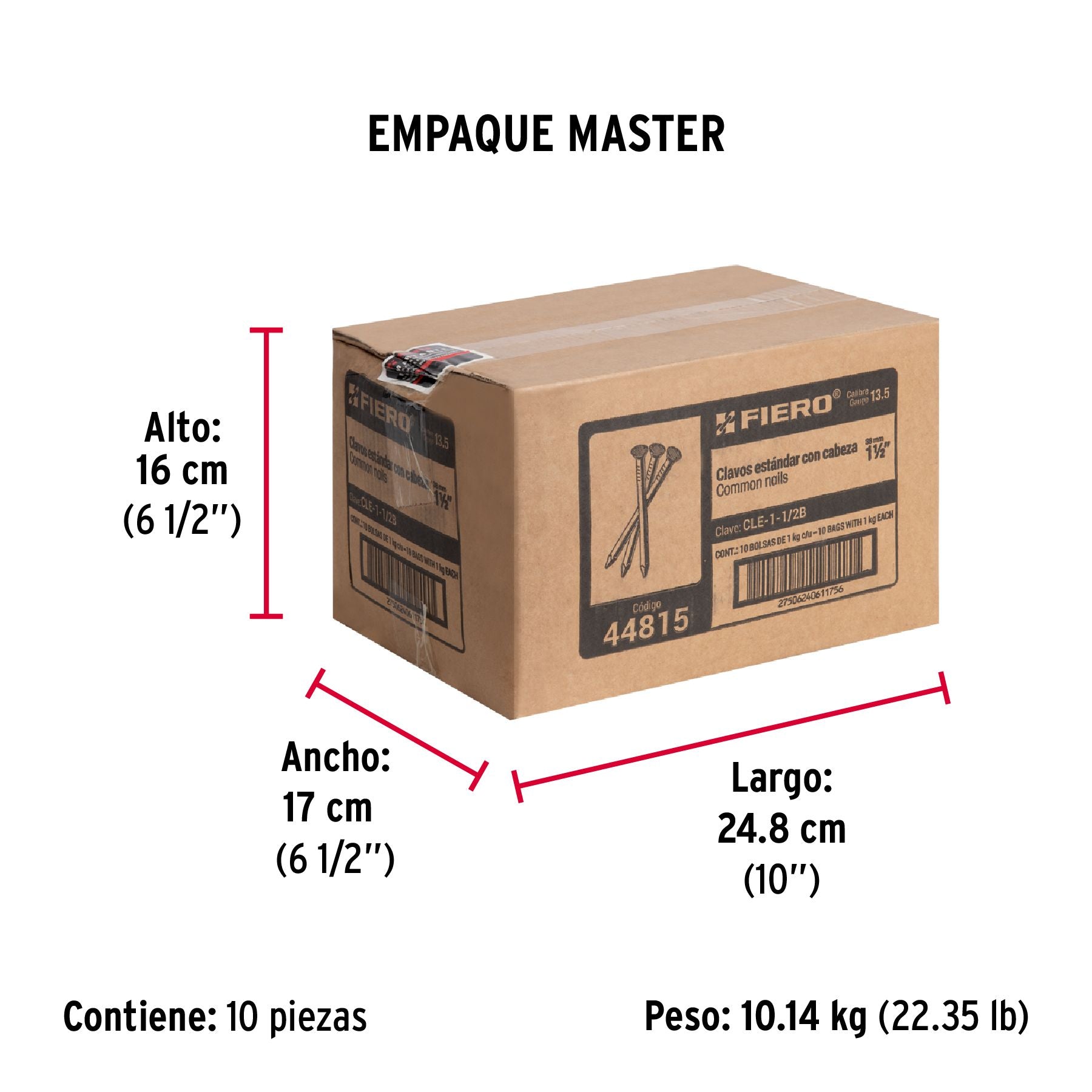 Clavo con Cabeza Estandar 1"1/2 Fiero Bolsa 1 Kg